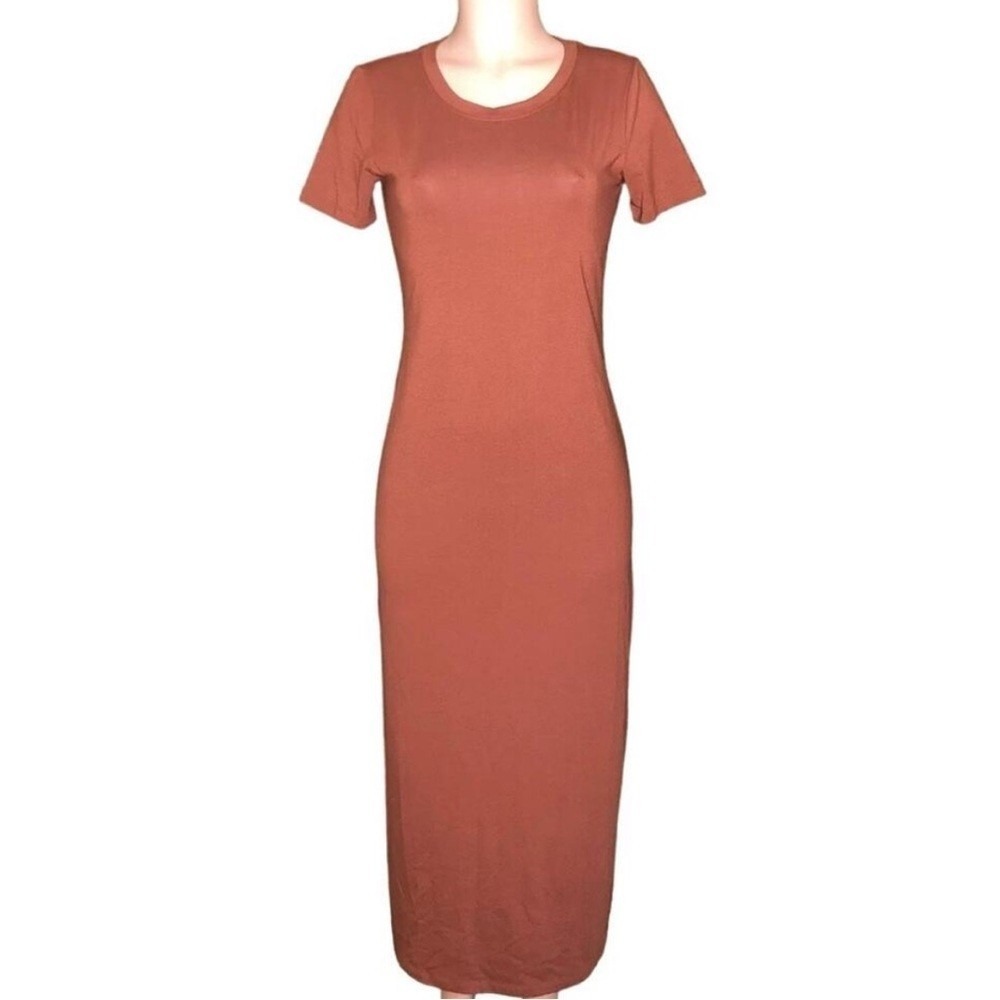 Theory Cherryal Modal Jersey Short Sleeve Maxi Shirtdress Clay Large - Picture 2 of 9